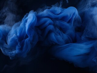 Sticker - blue smoke in water on a black background