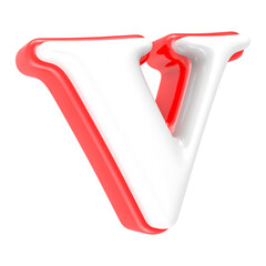 Wall Mural - Red Alphabet with White 3D Rendering Letter v