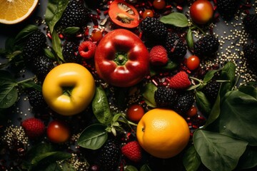 Canvas Print - various fruits and vegetables are arranged on a table