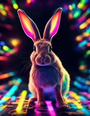 animal decor colors cute colourful rabbit black illustration background colours cartoon art neon detailed beautiful abstract