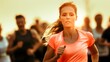 © Todd's Studio - Close-up portrait of a female runner in a marathon, showcasing determination and athleticism. Perfect for sports presentations, posters, and backgrounds focused on running and athletics.