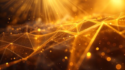 Wall Mural - Abstract golden light rays effect with geometric shape
