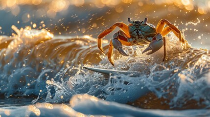 Sticker - Crab Riding the Waves