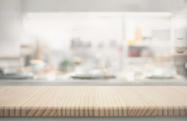 Wall Mural - Wood table top counter  island  on blur minimal  contemporary kitchen