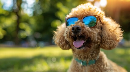 Wall Mural - Cool Poodle Dog in Sunglasses