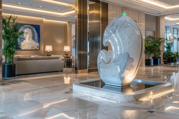 Wall Mural - Contemporary Marble Sculpture in a Modern Lobby