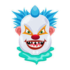 Wall Mural - A flat vector of scary clown with creepy laugh 

