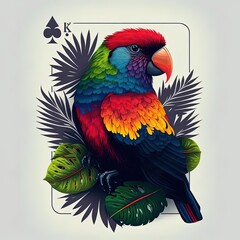 Sticker - a colorful bird sitting on top of a green leaf