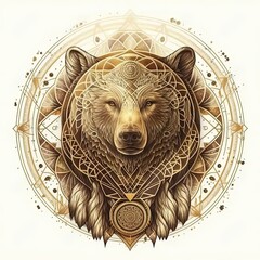 Poster - a drawing of a bear's head in a circle