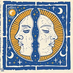 Sticker - a drawing of two faces facing each other