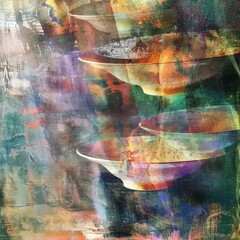 Poster - a painting of a bowl of food on a shelf