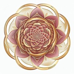 Wall Mural - a pink and gold flower on a white background