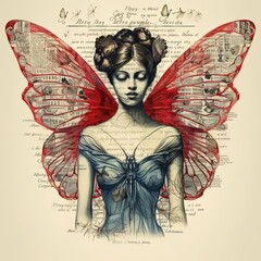 Poster - a woman with a butterfly wings on her head