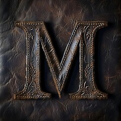 Canvas Print - the letter m is made up of leather