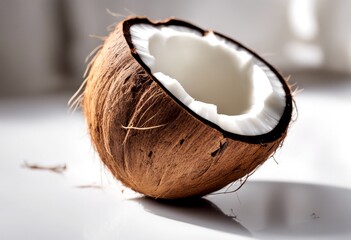 white leaf eat diet nut tropical coconut olated break detail background exotic