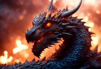 Wall Mural - stylish style fire fantasy background dragon skin abstract three-dimensional technology illustration shape design concept space futuristic