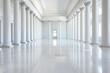 © Oranuch - The image shows a long, white hallway with columns on either side