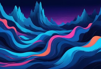 Wall Mural - cold blue neon color scheme