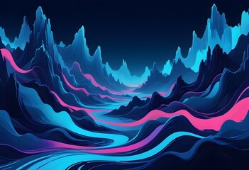 Wall Mural - cold blue neon color scheme