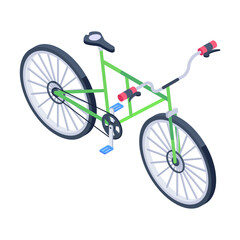 Poster - Ready to use isometric icon of pedal bike 

