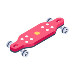 Poster - Easy to edit isometric icon of longboard

