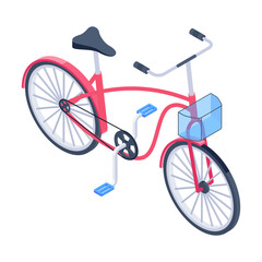 Poster - Ready to use isometric icon of pedal bike 

