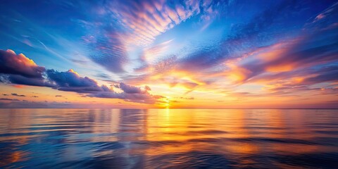 Wall Mural - Blurred sunset sky and ocean background, blur, defocused, sunset, sky, ocean, nature, background, peaceful, serene, tranquil