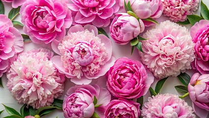 Canvas Print - Background of fluffy pink peonies flowers, peonies, pink, fluffy, background, floral, blooming, spring, garden, feminine, petals