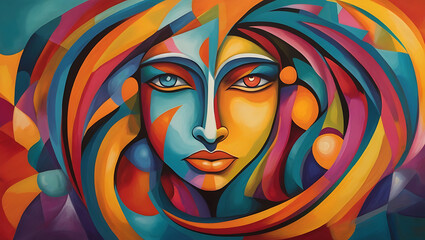  An abstract illustration of emotional harmony with balanced shapes and complementary colors. Emphasize the equilibrium between different emotions.

