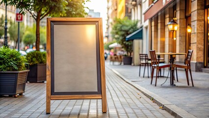 Poster - Blank menu board on a street , outdoor, empty, sign, restaurant, cafe, vintage, display, advertising, board, urban