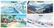 © DesignerThc - Travel landmarks tourism world famous, Vector illustration. Design for travel wallpaper, flyer or web banner design template. Panorama view. Copy space