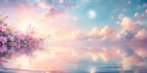 Poster - A serene background with soft pastel colors perfect for romantic designs, romantic, serene, soft, pastel, background