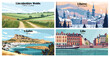 © DesignerThc - Travel landmarks tourism world famous, Vector illustration. Design for travel wallpaper, flyer or web banner design template. Panorama view. Copy space