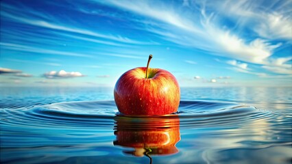 Canvas Print - Apple floating in clear water , refreshment, fruit, healthy, freshness, natural, organic, tropical, summer, juicy, ripe