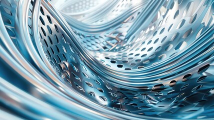 Wall Mural - abstract geometric patterns of intersecting lines and circles in shades of blue and silver, creating