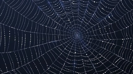 A spider web with morning dew drops on it.