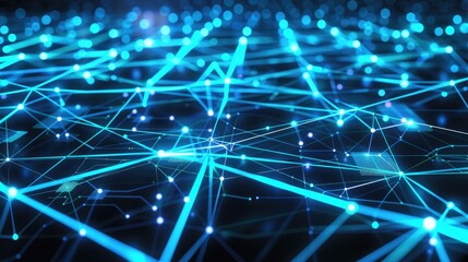 Poster - abstract geometric patterns resembling a digital circuit board, with interconnected lines and nodes 