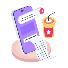 Wall Mural - Grab this isometric icon of online receipt 

