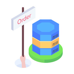 Sticker - Trendy isometric icon of order boxes 

