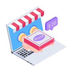 Wall Mural - a well-designed isometric icon of pizza website