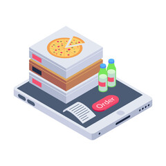 Wall Mural - Modern isometric icon depicting mobile order 

