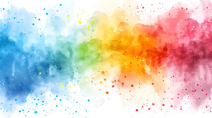 Vibrant Rainbow watercolor banner background on white, Pure vibrant watercolor colors, Creative paint gradients, fluids, splashes and stains,  Abstract creative background, Rainbow watercolor banner 