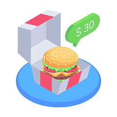 Sticker - Check out this isometric icon of burger price 

