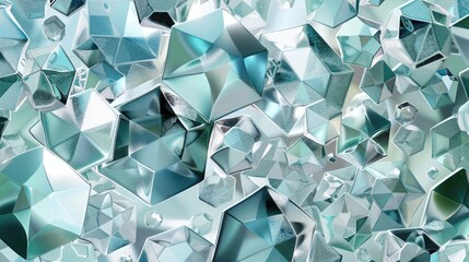 Wall Mural - abstract geometric patterns resembling a kaleidoscope of diamonds and hexagons in shades of silver a