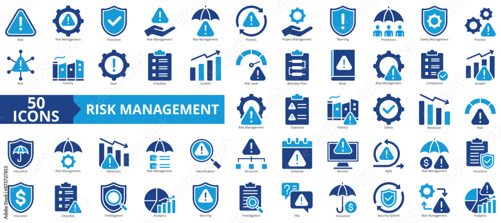Insurance Risk Detailed Icon Risk management icon collection set. Containing risk, insurance ...