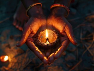 Wall Mural - Person Holding Lit Candle