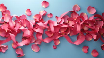 Wall Mural - Pink Petals on Blue Surface