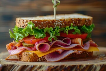 Wall Mural - Ham Sandwich with Lettuce Tomato and Cheese