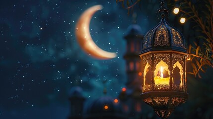 Wall Mural - Lantern under moonlight
