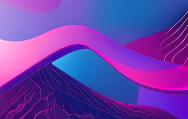 Sticker - abstract blue and purple liquid wavy shapes futuristic banner. glowing retro waves vector. generativ